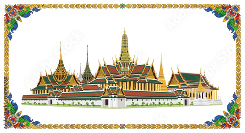 Vector illustration of abstract modern colorful digital art background with ornate border design