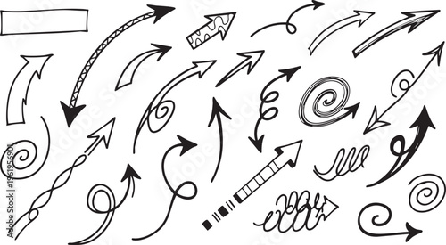 Hand-Drawn Vintage Arrow Doodle Collection Vector Set