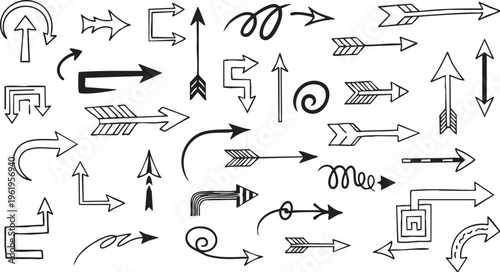 Hand-Drawn Vintage Arrow Doodle Collection Vector Set