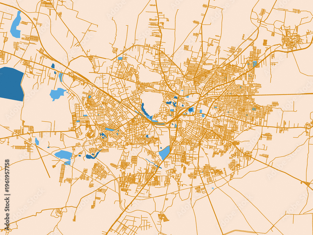 Obraz premium Simplified city layout of Bellary, India