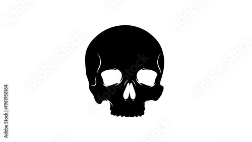 Simple skull silhouette minimal skeleton head icon black vector illustration