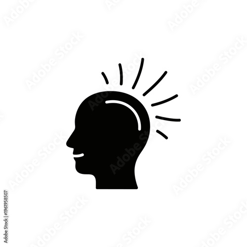 Silhouette of Human Head with Radiating Idea Lines