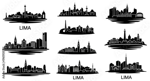 Lima Skyline Silhouettes: Iconic Cityscape Vector Collection
