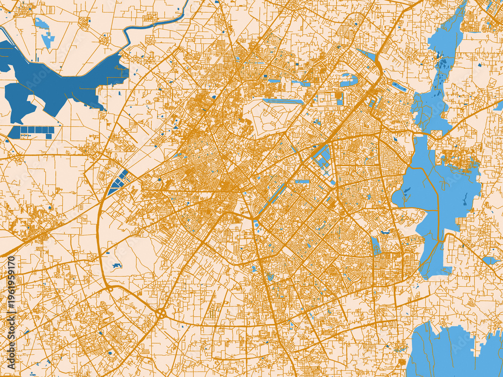 Fototapeta premium Minimal street plan of Gurgaon, India