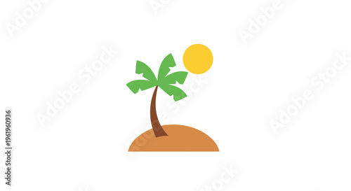 A cartoon palm tree on a small island.