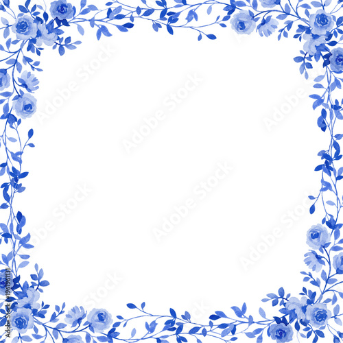 Flower watercolor frame for wedding, birthday, card, background, invitation, wallpaper, sticker, decoration etc.