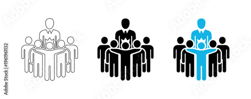 Leadership Team Collaboration Success and Business Professional Mentorship Vector Icon Set