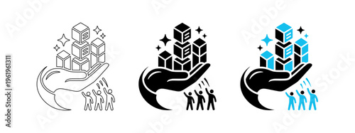 Modern abstract logistics and community support icon for business growth and sustainable development