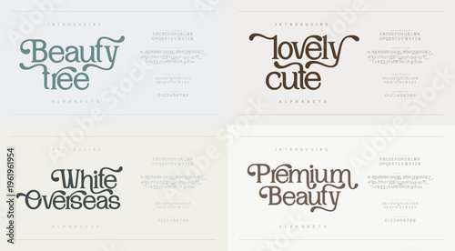 Beauty uppercase lowercase font alphabet logo. Typography beautiful minimal elegant serif fonts fashion wedding vintage retro logos. vector illustration
