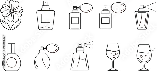 Collection of various perfume and fragrance icons