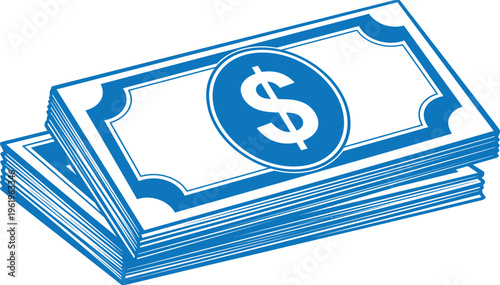 Cash icons of wealth and finance represented by dollar bill symbols