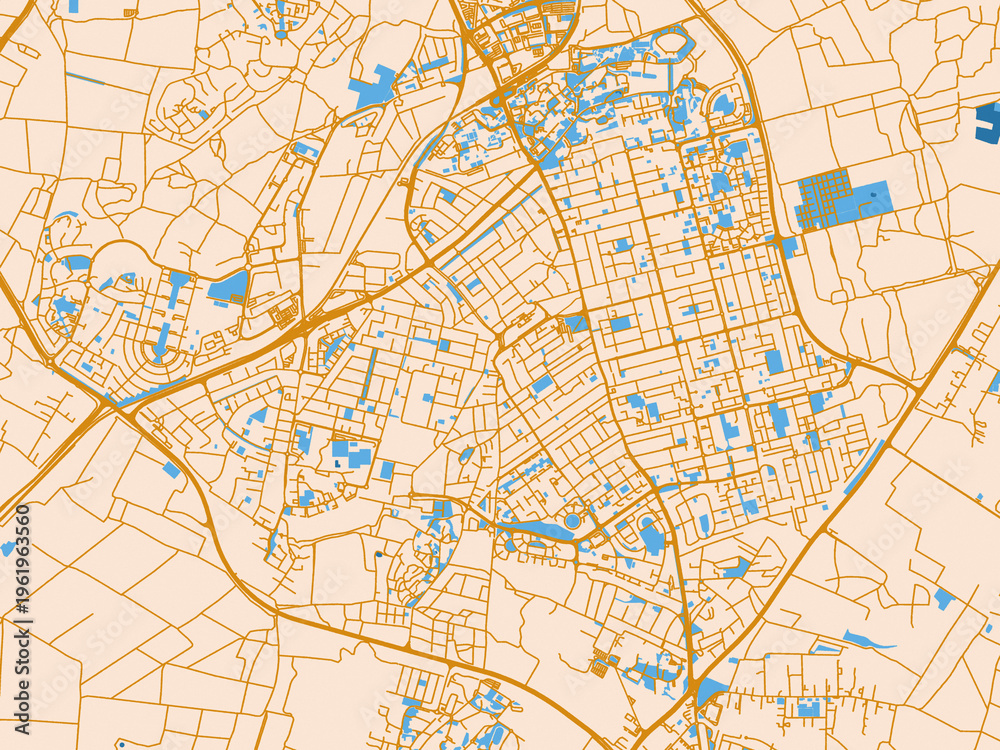 Fototapeta premium Minimal city map of Rehovot, Israel with gold and blue map palette