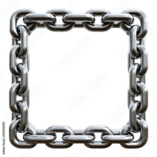 Square metal chain frame design on white background