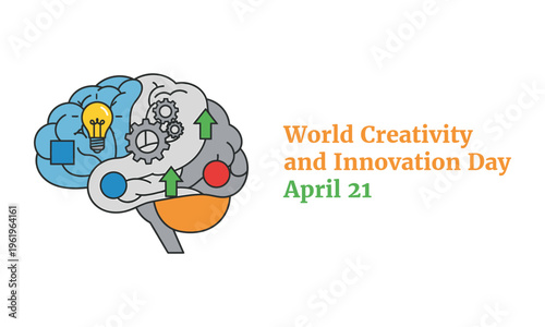World creativity and innovation day brain illustration