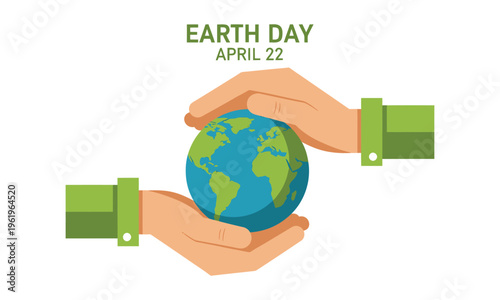 Earth day illustration with hands holding the globe