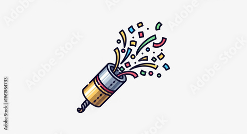 Colorful Confetti Exploding from a Party Popper Illustration.