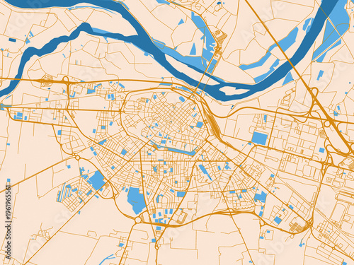 Obraz na płótnie Urban grid map of Piacenza, Italy