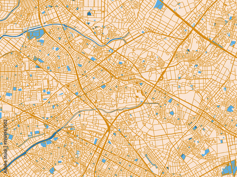 Obraz premium City grid layout map — Chiryu, Japan
