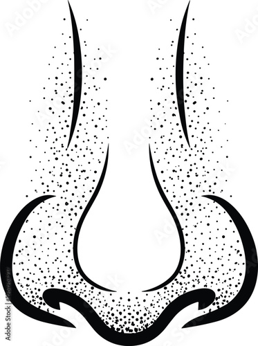 Nose anatomy pores vector illustration, skin texture concept with blackheads and oil glands, dermatology design, beauty care graphic, cad drawing flat vector illustration