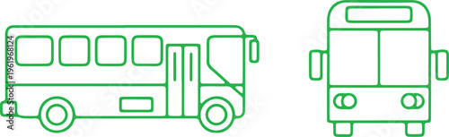 Two different views of a modern double-decker bus illustration