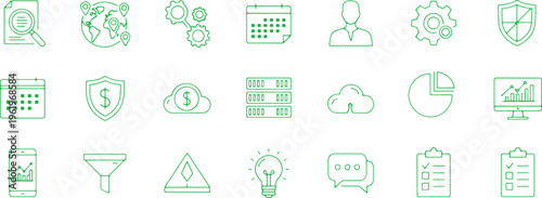 Comprehensive collection of modern icons representing business and technology services