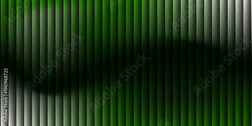 Dark green neon gradient ribbed glass. Vector ribbed glass texture background. Mesh gradient. acrylic ribbed bath surface. Reeded glass background semitransparent overlay. Bath wall window