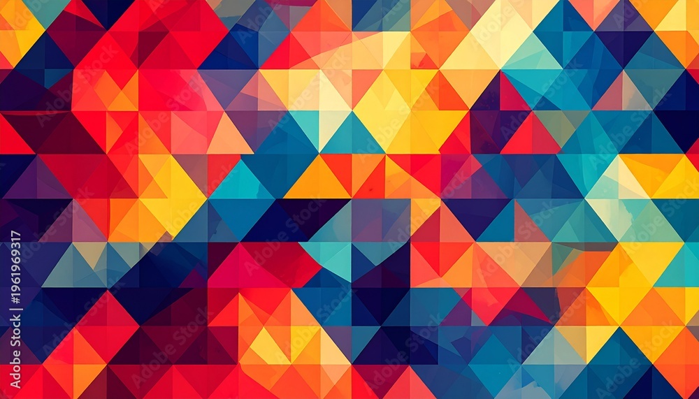 Fototapeta premium vibrant abstract geometric polygon art with warm and cool color gradient