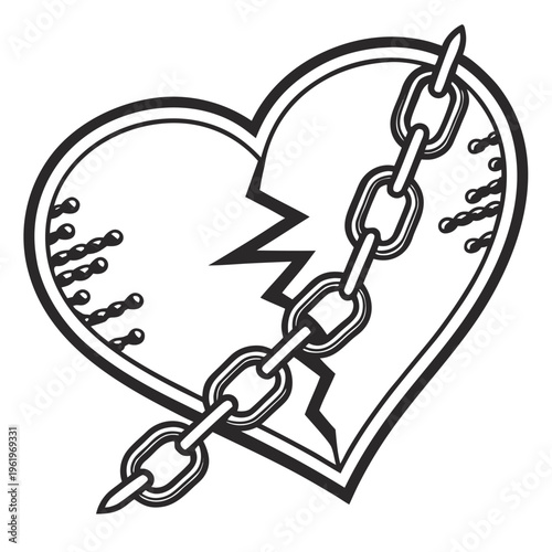 A broken heart with a chain through it