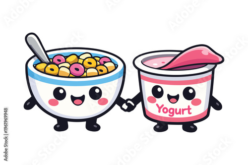Cute Cereal Yogurt Friends Mascot