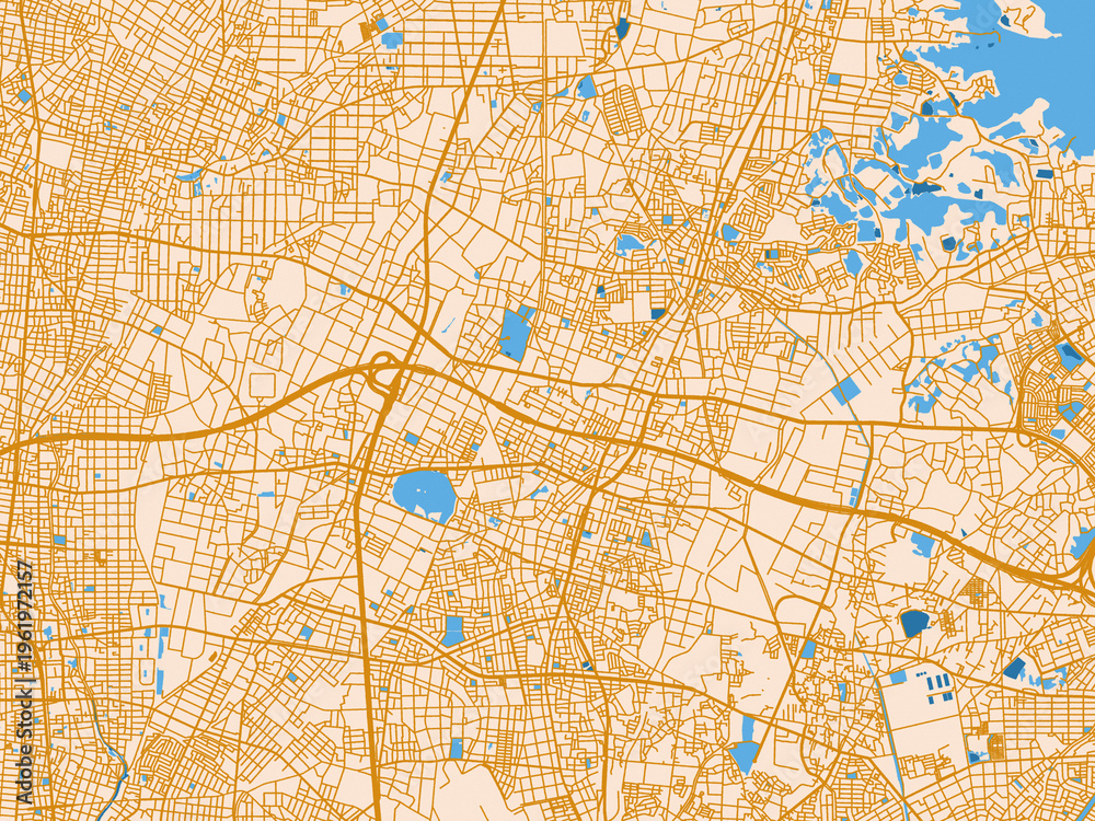 Fototapeta premium Urban grid map — Komaki, Japan