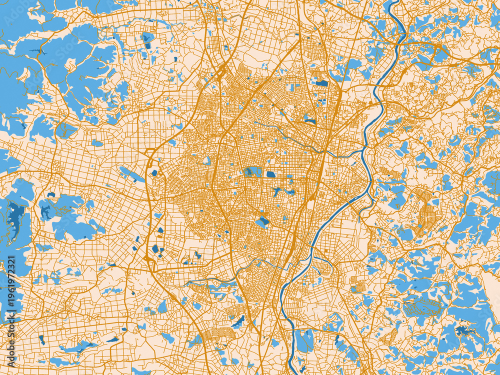 Fototapeta premium Street network map — Koriyama, Japan