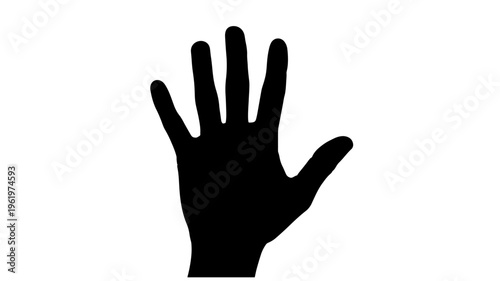 Raised hand silhouette open palm gesture human icon black simple vector illustration