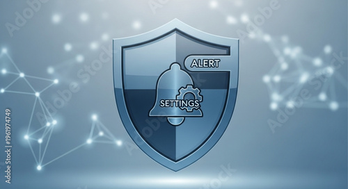 Security Alert Shield with Bell Icon for Cybersecurity Protection.