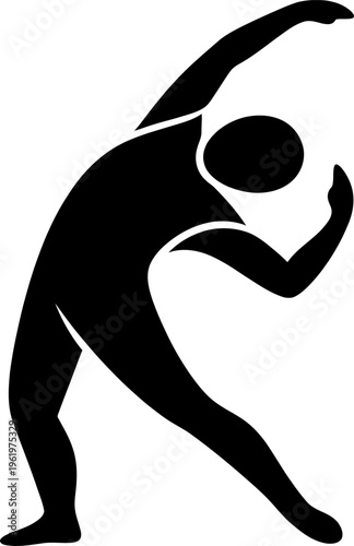 A person stretching their arm up and to the side