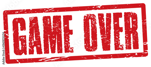 Game over red vintage grunge square rubber stamp