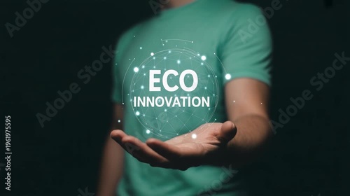 Hand presenting green technology hologram eco innovation symbol 4K 
