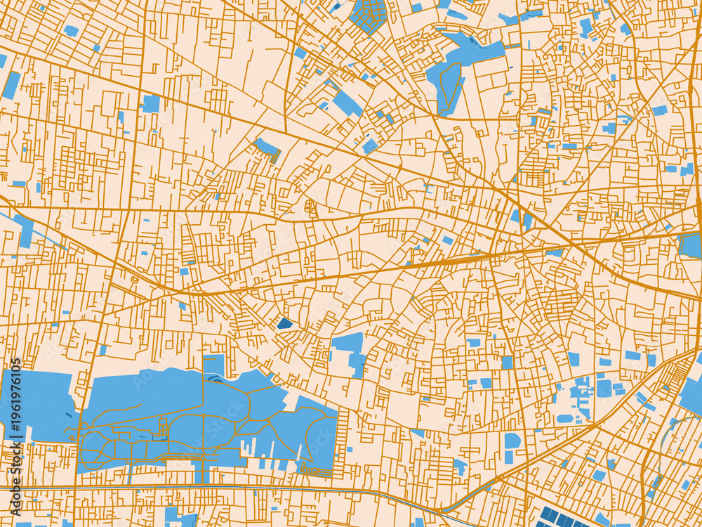 Naklejka premium Cartographic street layout — Tanashicho, Japan