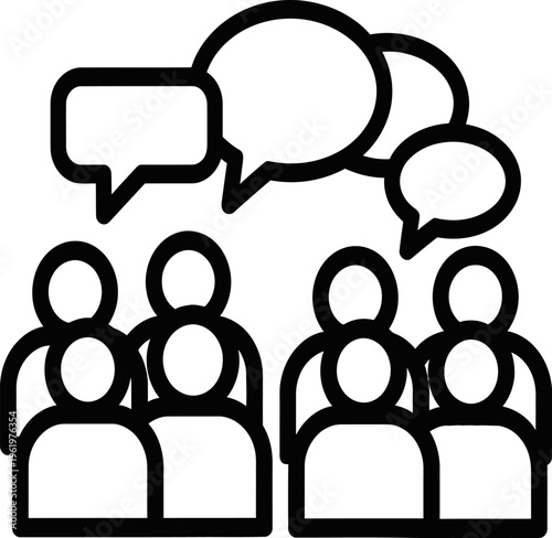 Group of people communicating with speech bubbles