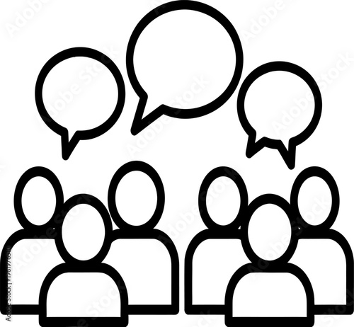 A group of people communicating with speech bubbles