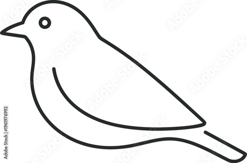 This charming minimalist line art illustration features a simple bird icon in a sleek black outline on a clean white background, perfect for designs requiring a touch of nature or avian themes.