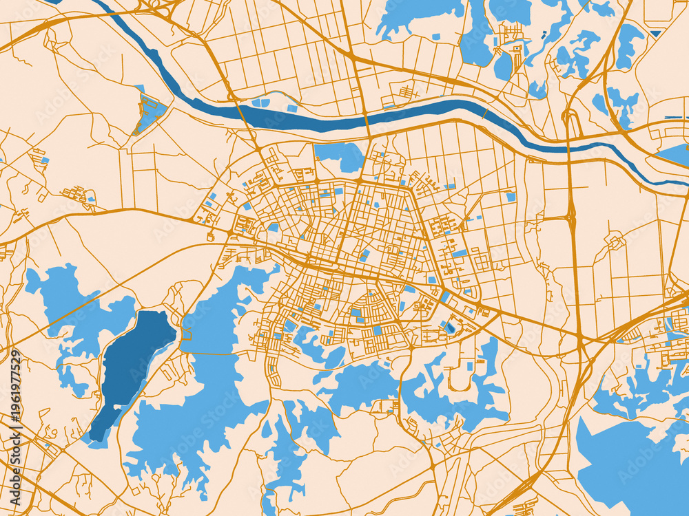 Fototapeta premium City layout map – Asan (Republic of Korea)