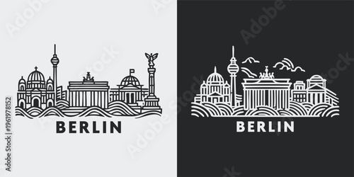 Berlin City Skyline Vector Line Art Graphic