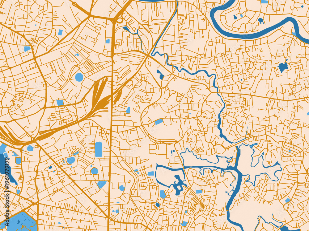 Fototapeta premium Street network map of Kolonnawa, Sri Lanka