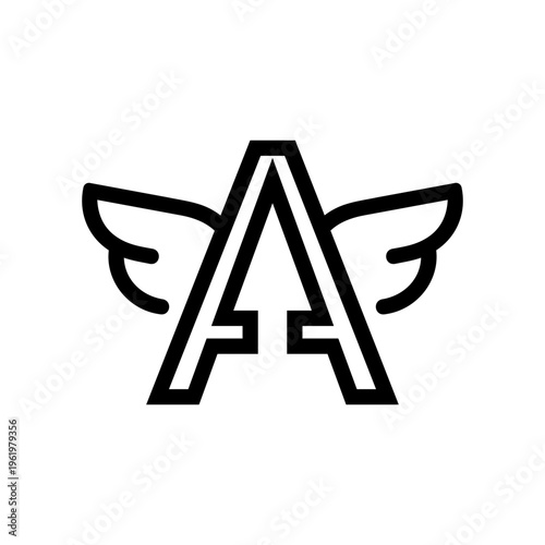 Εκτύπωση καμβά Stylized black and white line art logo featuring the letter A with wings and an upward arrow design, representing progress and aspiration