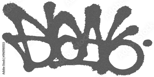 Bold Black Graffiti Tag with Spray Paint Drips on White Background Street Art Texture.