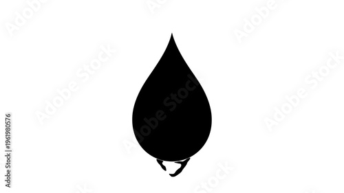 Black water drop silhouette simple liquid droplet icon minimal vector illustration