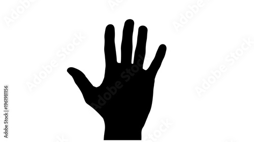 Open hand silhouette raised palm gesture black vector icon simple human symbol illustration