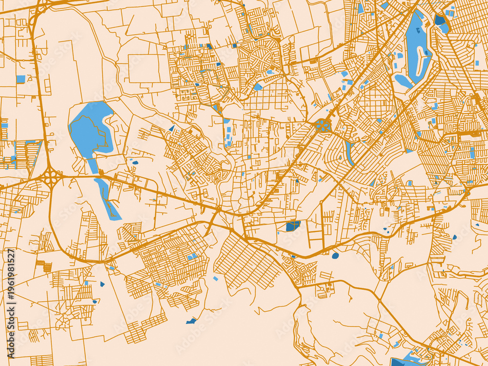 Fototapeta premium El Pueblito street grid map, Mexico