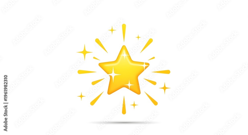 Obraz premium shining gold star with sparkles yellow glow and radiant effects for awards