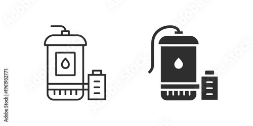 Water Drainage Pump Icons – Line and Silhouette Style Set